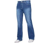Enzo Mens Bootcut Wide Leg Jeans Stretch Bell Flared Denim Pants All Waist Sizes (28W / 32L, Light Blue)