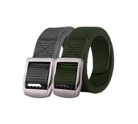 Enzo | Mens Canvas Webbing Belts 2 Pack - Grey/Khaki / XL
