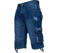 Enzo Mens Cargo Combat Denim Shorts - Blue Cotton - Size 46 (Waist)