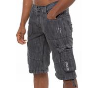 989Zé ENZO Mens Shorts EZS404 Raw Combat Cargo Pockets Casual Knee Length Denim Half Pants Dark Grey 34