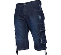 Enzo Mens Cargo Combat Denim Shorts - Navy Cotton - Size 38 (Waist)
