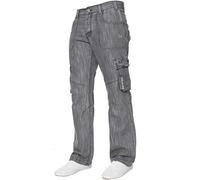 Enzo Mens Cargo Combat Jeans Trousers Casual Work Denim Pants All Waist Sizes Grey 44 Regular