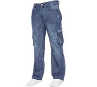Enzo Mens Cargo Combat Jeans Trousers Casual Work Denim Pants All Waist Sizes MSW 44 Regular Blue