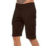 Enzo | Mens Cargo Fleece Shorts - Brown / L