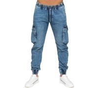 Enzo | Mens Cargo Jogger Jeans - Blue / 36W