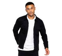 Enzo Men's Cargo Overshirt Jacket in Black | Size: Medium Enzo Black M