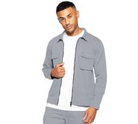 Enzo Men's Cargo Overshirt Jacket in Light Grey | Size: 2XL Enzo Light Grey 2XL