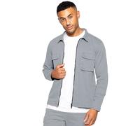 Enzo | Mens Cargo Overshirt Jacket - Light Grey / M
