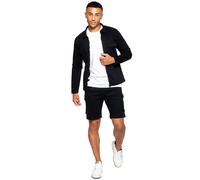 Enzo | Mens Cargo Overshirt Tracksuit With Shorts Set - Black / 2XL