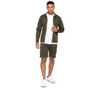 Enzo | Mens Cargo Overshirt Tracksuit With Shorts Set - Khaki / XL