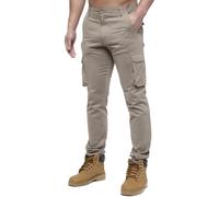 Enzo | Mens Cargo Straight Fit Jeans - Beige / 32W / Short