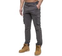 Enzo | Mens Cargo Straight Fit Jeans - Grey / 38W / Short