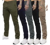 989Zé ENZO Mens Trousers Cargo Pants Combat Jeans Cotton Casual Stretch Slim Fit Chinos (UK, Waist & Inseam, 30, 32, Light Grey)