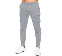 Enzo | Mens Cargo Trousers - Light Grey / M