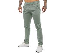 Enzo Mens Slim Fit Stretch Chinos - Grey Cotton - Size 36W/34L