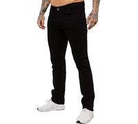 Enzo Mens Classic Straight Leg Regular Fit Twill Denim Jeans 40W x 32L Black