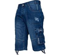 Enzo Mens Combat Shorts Cargo Pockets Casual Knee Length Jeans Denim Pants