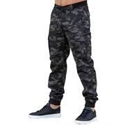 Enzo Men's Cuffed Cargo Trousers in Dark Grey | Size: 42R Enzo Dark Grey 42R