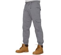 Enzo | Mens Cuffed Combat Jogger Jeans - Light Grey / 32W