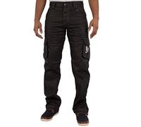 ENZO Mens Designer Cargo Combat Denim Jeans Pants All Waist Size Black Coated 46 W X32L