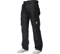 ENZO Mens Designer Cargo Combat Denim Jeans Pants All Waist Size Black Wash 44 W X32L