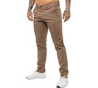 Enzo Mens Designer Skinny Slim Fit Chinos Super Stretch Trousers Pants EZ348 Beige 32 Regular