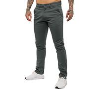 Enzo Mens Designer Skinny Slim Fit Chinos Super Stretch Trousers Pants EZ348 Grey 44 Regular New Prime