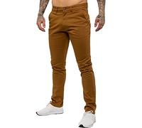 Enzo Mens Designer Skinny Slim Fit Chinos Super Stretch Trousers Pants EZ348 TAN 34 Short New Prime
