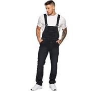 Enzo Men's Ezd390 Ven Denim Dungarees Overalls, Black_A, 32W UK