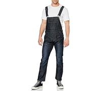 Enzo Men's Ezd390 Ven Denim Dungarees Overalls, Black_A, 38 UK