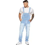 Enzo Men's EZD390 VEN Denim Dungarees Overalls, Bleach_B, 50