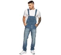 Enzo Men's EZD390 VEN Denim Dungarees Overalls, Light Stonewash, 48