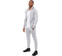 Enzo | Mens Full Zip Up Hoodie Tape Tracksuit Set - Grey / M