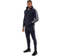 Enzo | Mens Full Zip Up Hoodie Tape Tracksuit Set - Navy / XL