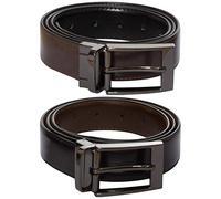Enzo Mens Genuine Leather Belts Black/Brown Reversible Buckle Dress Trousers Belt Waist Sizes 32" - 52" Width 1.25” / 3.2cm