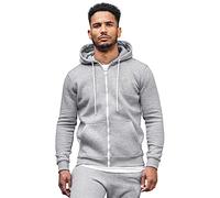 Enzo Mens Hoodies Zip Up Hooded Fleece Hoody Coat Winter Warm Jacket Track Top Grey L