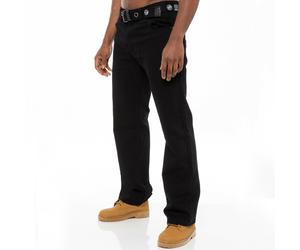 Enzo Mens Jeans Straight Leg Denim Trousers Belted Regular Fit Pants UK Sizes