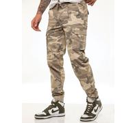 ENZO Mens Military Combat Cuffed Camouflage Jeans - Beige / 36W / Regular (32")