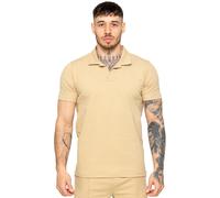 Enzo | Mens Open Collar Polo Shirt - Stone / M