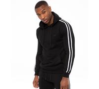 Enzo Mens Pullover Striped Hoodie - Black Cotton - Size Small