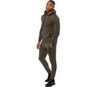 Enzo | Mens Pullover Tape Hoodie Tracksuit Set - Khaki / M