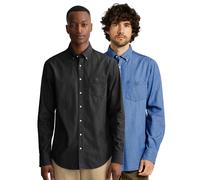 Enzo | Mens Regular Fit Denim Shirt 2 Pack - Blk/Light Indigo / 2XL