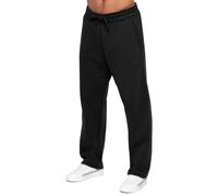 Enzo Men's Relaxed Fit Open Hem Joggers in Black | Size: 2XL Enzo Black 2XL