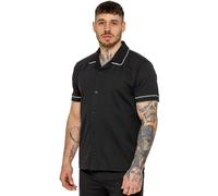 Enzo Men's Short Sleeve Piping Shirt in Black | Size: Medium Enzo Black M