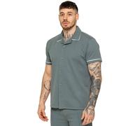 Enzo Men's Short Sleeve Piping Shirt in Light Green | Size: Large Enzo Light Green L
