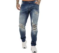 Enzo Mens Skinny Jeans Ripped Stretch Denim Slim Fit Trousers Pants All UK Sizes