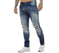 Enzo Mens Skinny Ripped Jeans Stretch Denim Pants Cotton Slim Fit UK Waist Sizes