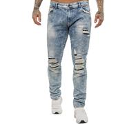 989Zé ENZO Mens Jeans Skinny Stretch Denim EZ420 Slim Fit Cotton Trousers All Waist Sizes ICE Blue 36