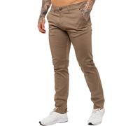 Enzo | Mens Slim Fit Stretch Chino Trousers - Beige / 32W / Regular (32")