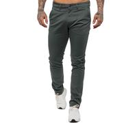 Enzo | Mens Slim Fit Stretch Chino Trousers - Grey / 36W / Regular (32")